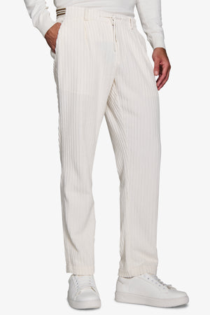 DNJ cream corduroy drawstring pants