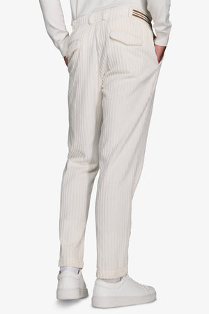 DNJ cream corduroy drawstring pants