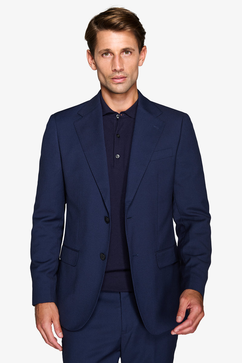 Giacca da abito armaturata blu slim-Dan John