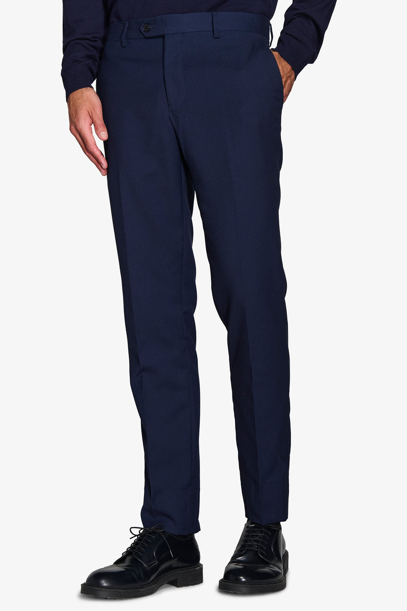 Pantaloni da abito armaturati blu slim-Dan John