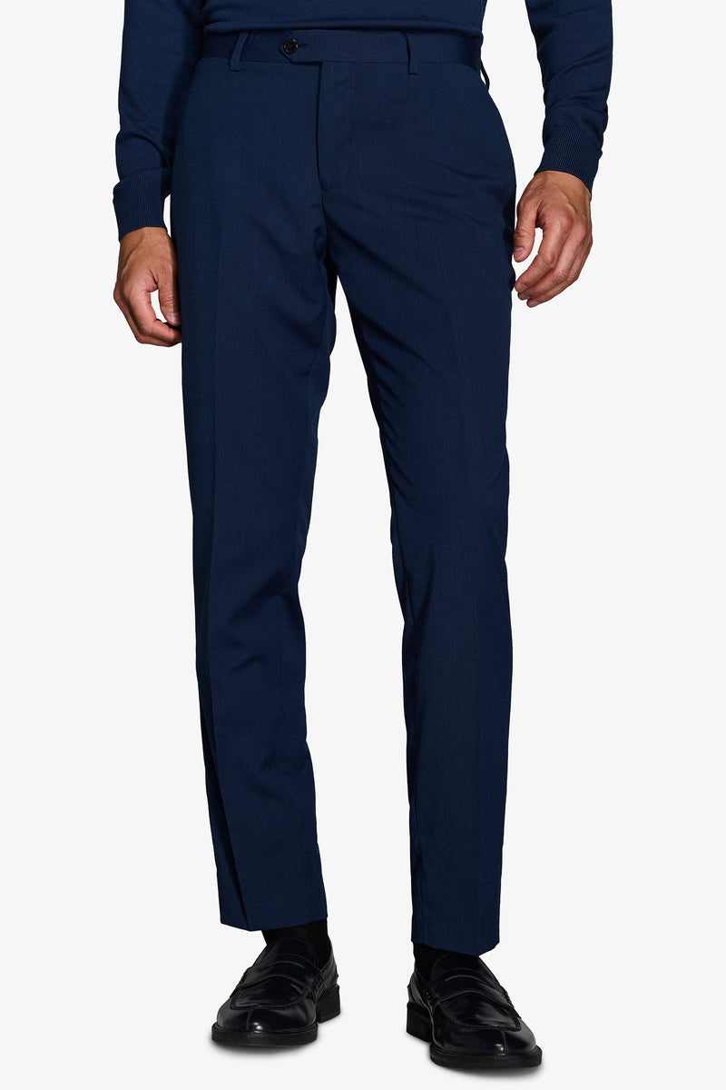 Pantaloni da abito trama punto a spillo blu slim-Dan John
