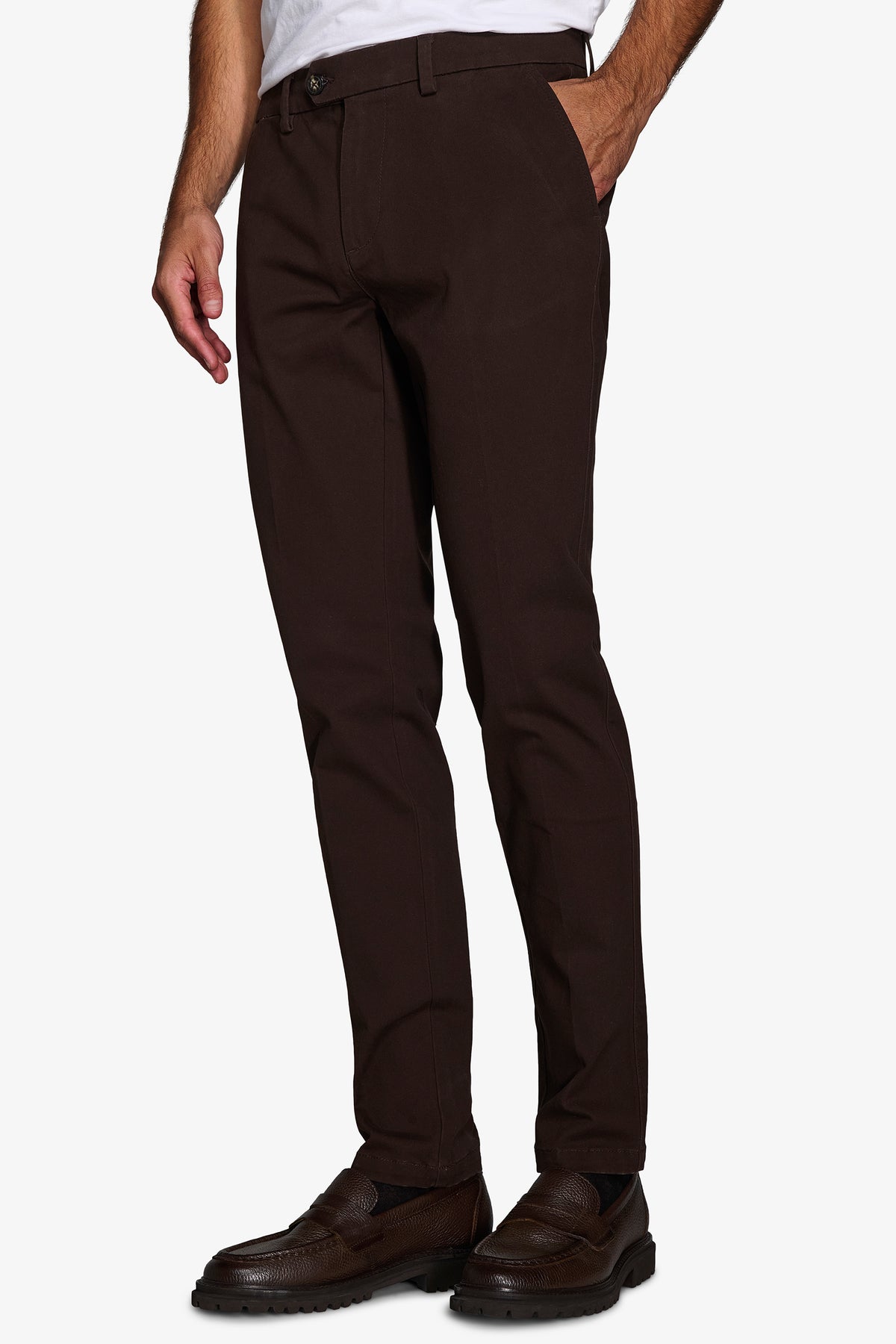 Pantaloni chino gabardina marrone