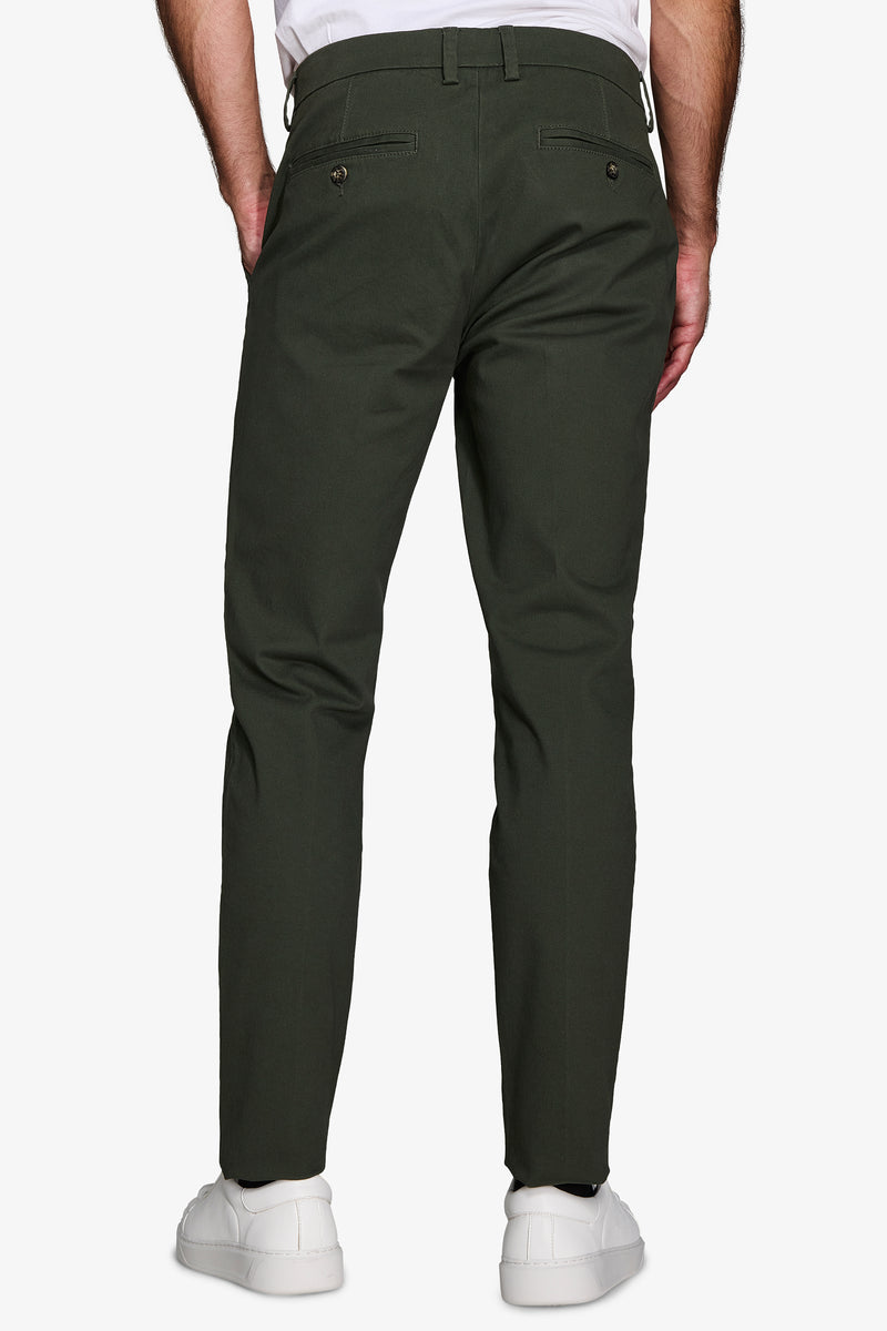 Pantalon chino en gabardine vert foncé