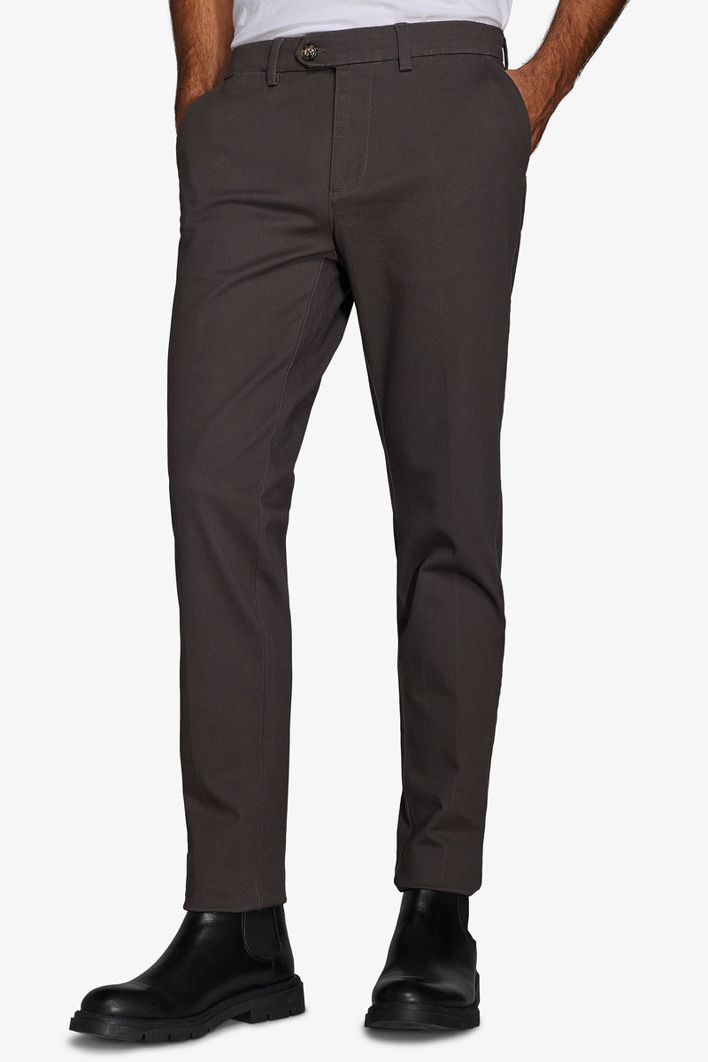 Pantalon chino en gabardine anthracite