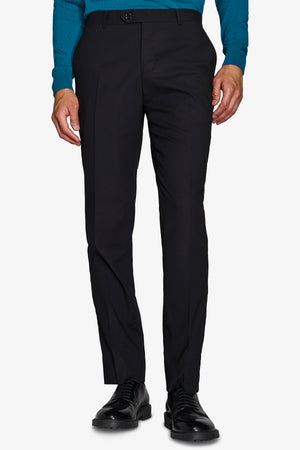 Plain black classic slim-fit suit trousers