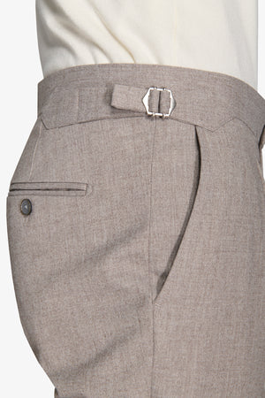 Pantalone flanella con pinces tortora