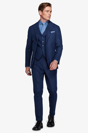 Avion blue flannel effect pinstripe blazer