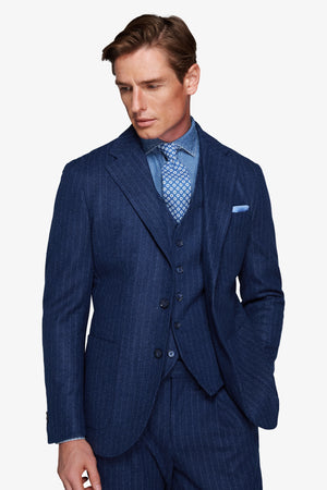Avion blue flannel effect pinstripe blazer