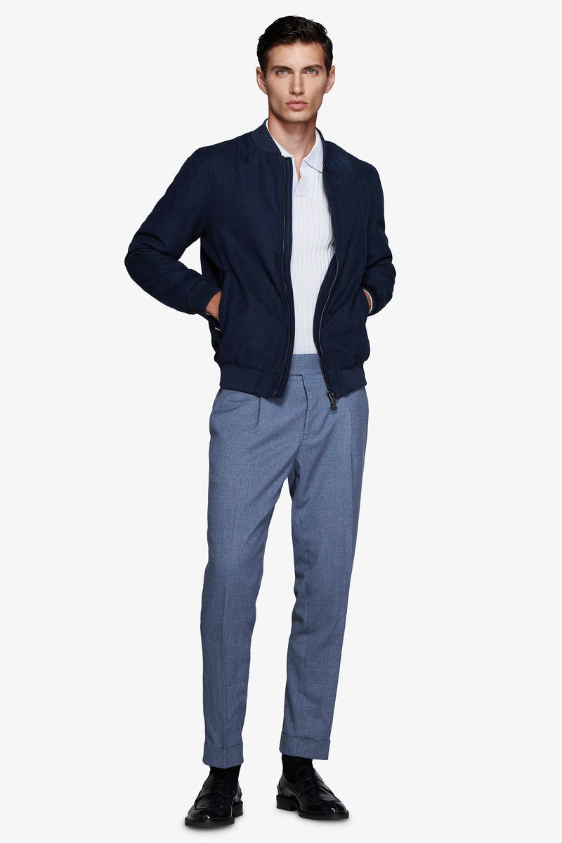 Bomber full zip in ecosuede avion