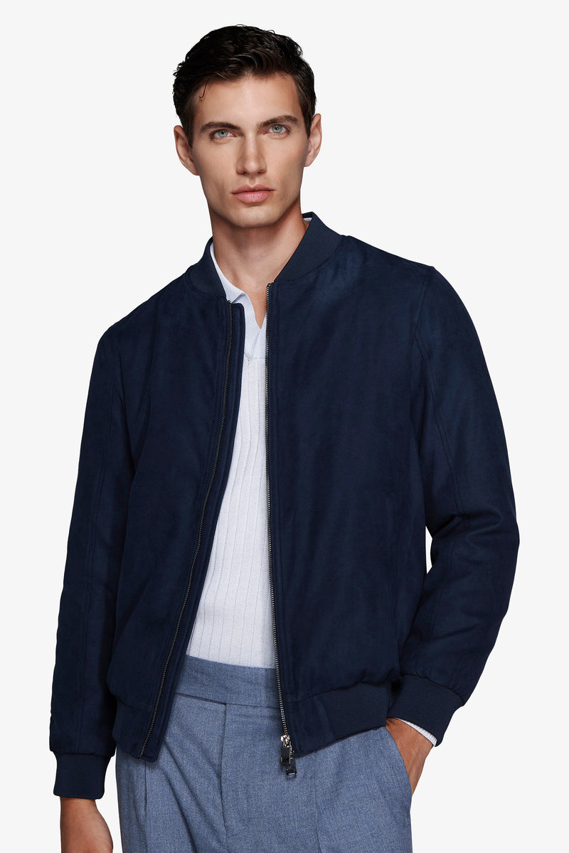 Bomber full zip in ecosuede avion