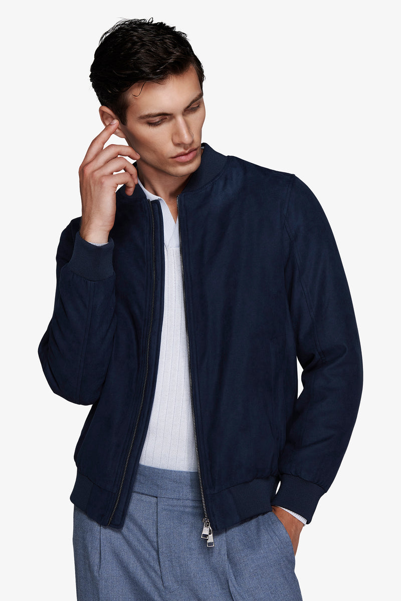 Bomber full zip in ecosuede avion