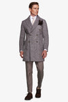 Cappotto doppiopetto tessuto diagonale tortora