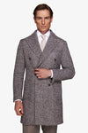 Cappotto doppiopetto tessuto diagonale tortora