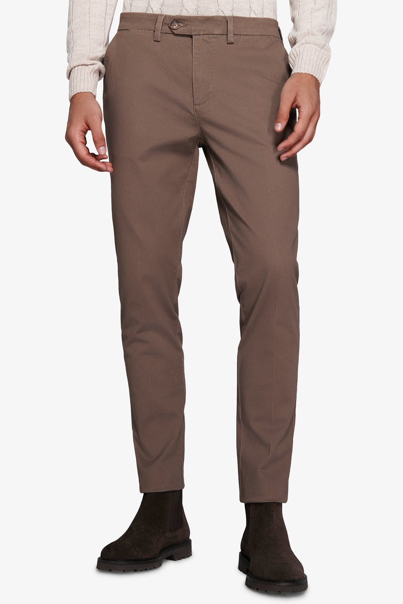 Pantaloni chino gabardina taupe