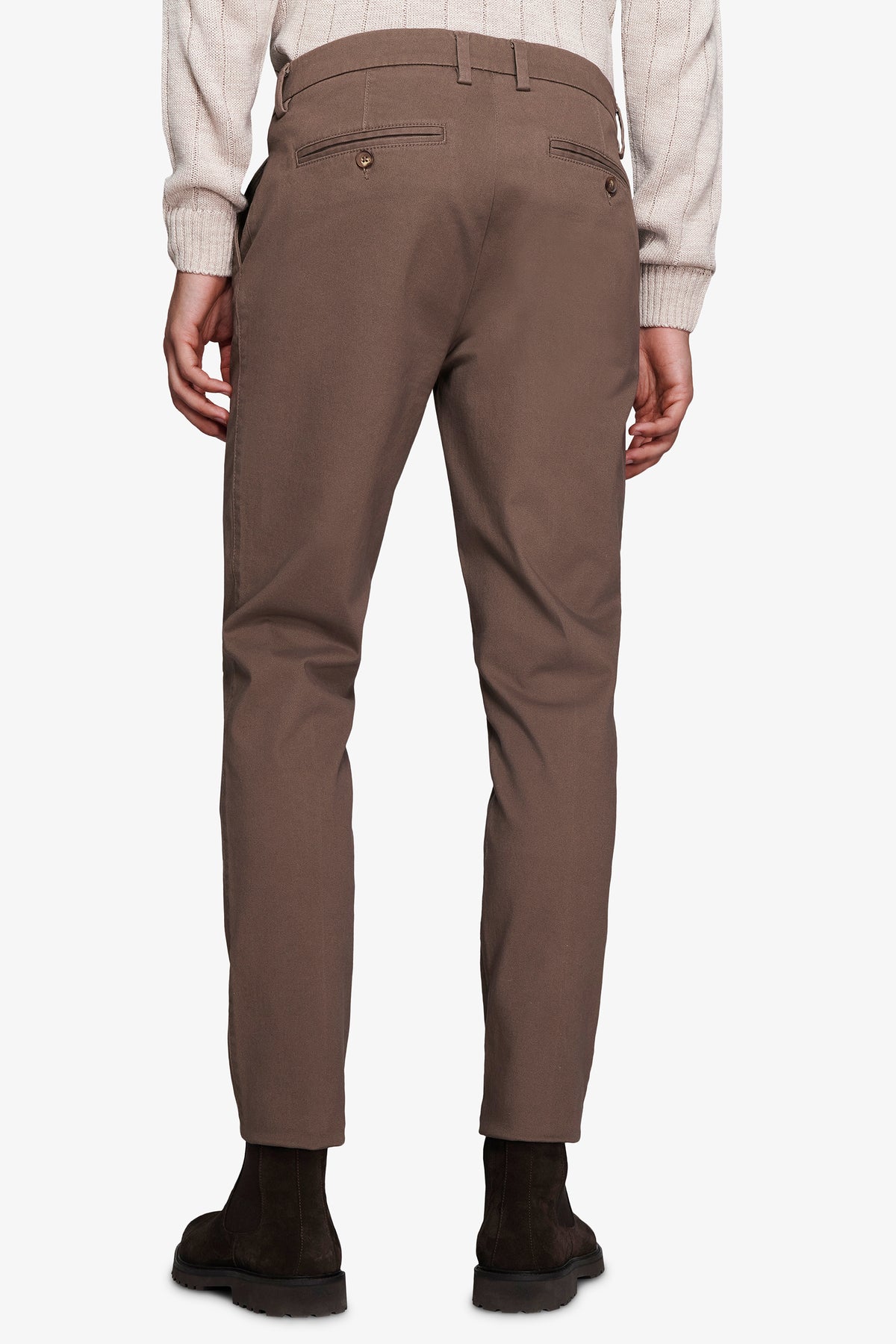 Pantaloni chino gabardina taupe