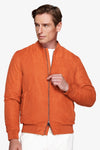 Orange ecosuede full zip bomber jacket