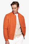 Orange ecosuede full zip bomber jacket