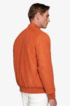 Orange ecosuede full zip bomber jacket