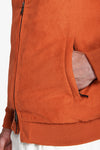 Orange ecosuede full zip bomber jacket