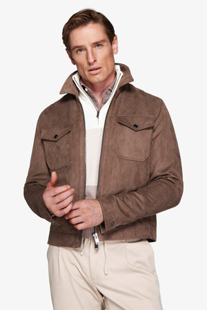 Giubbotto corto in ecosuede tortora