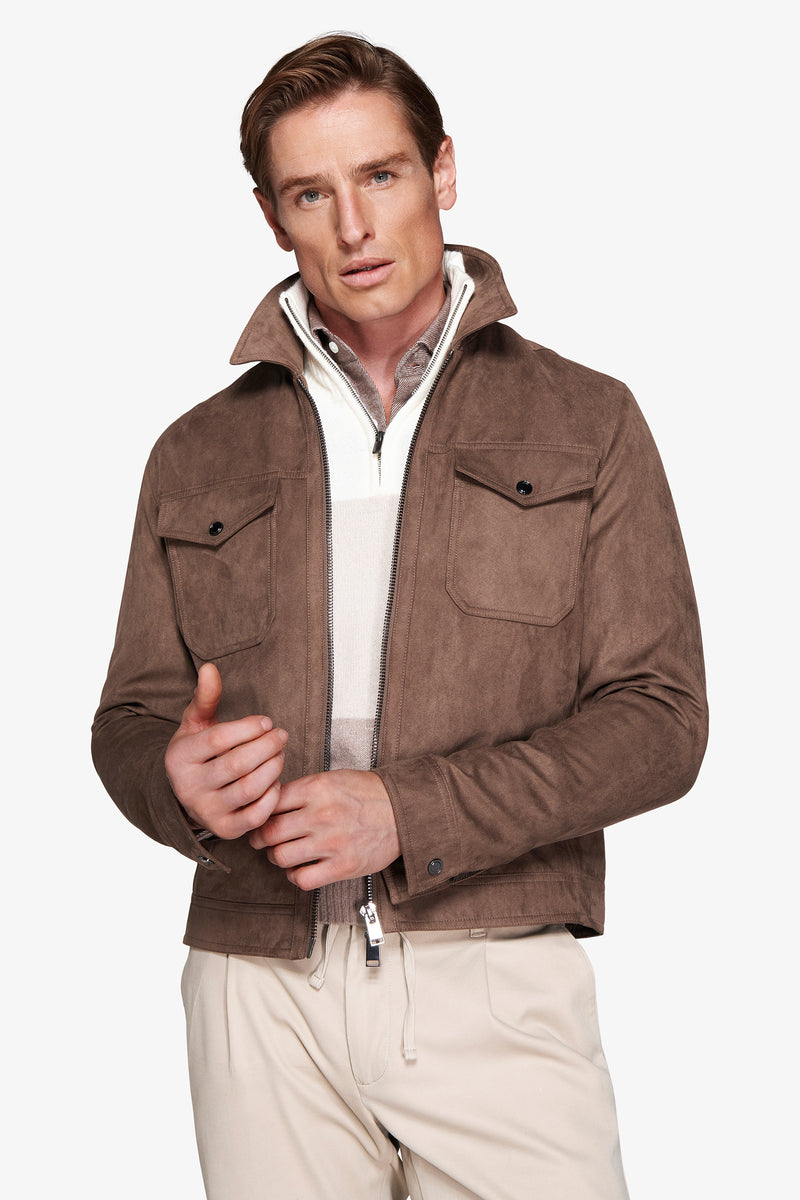 Taupe ecosuede short jacket