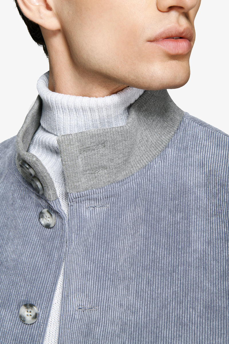 Powder blue corduroy bomber jacket