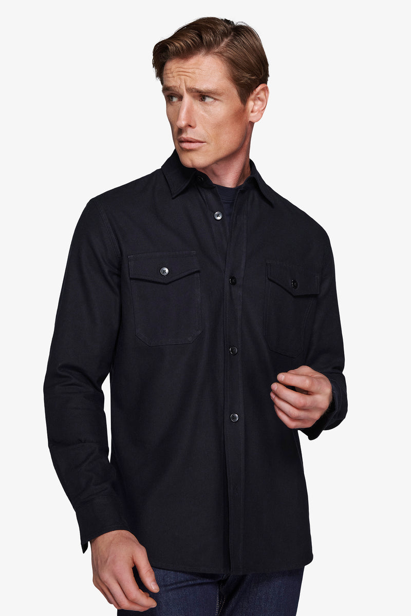Overshirt effetto flanella blu