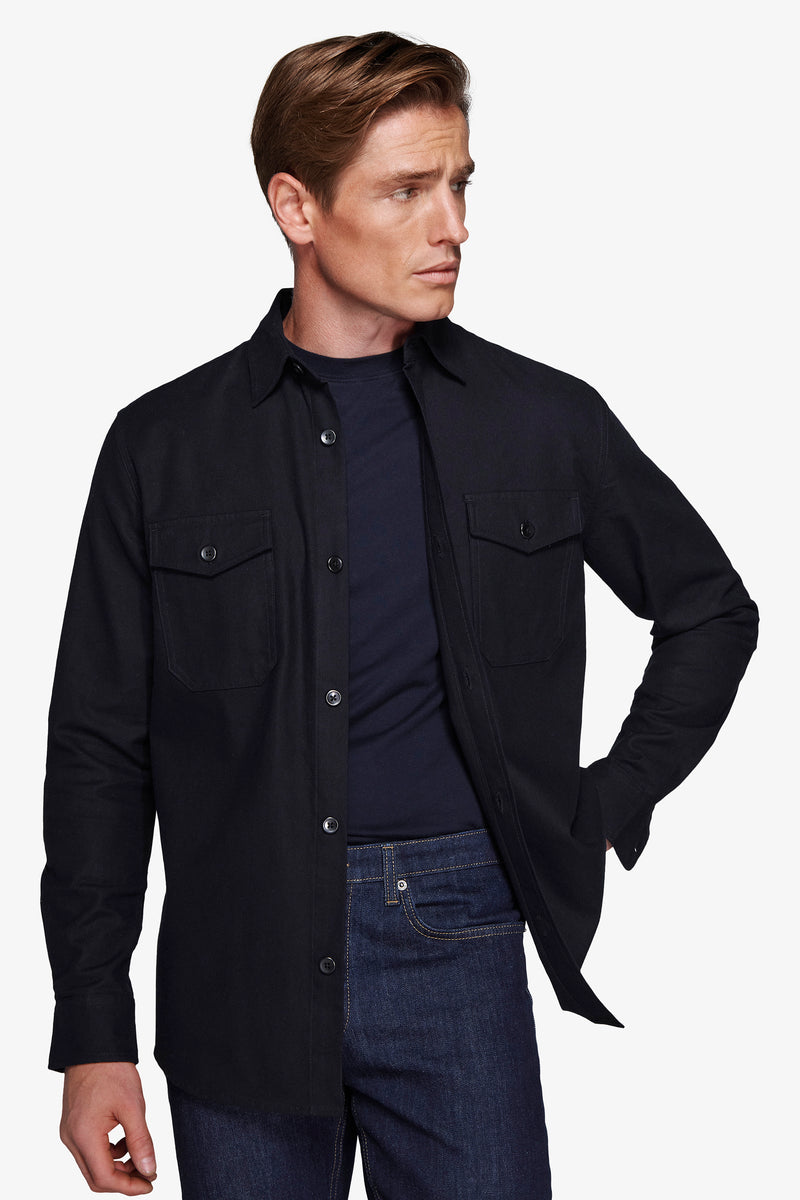 Overshirt effetto flanella blu