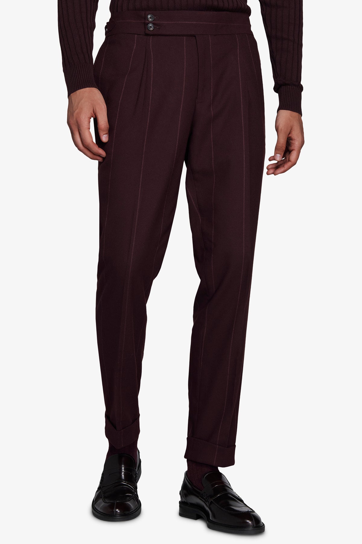 Pantaloni gessati bordeaux