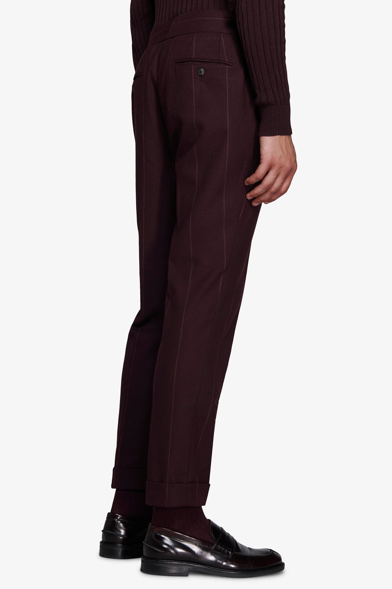 Pantaloni gessati bordeaux