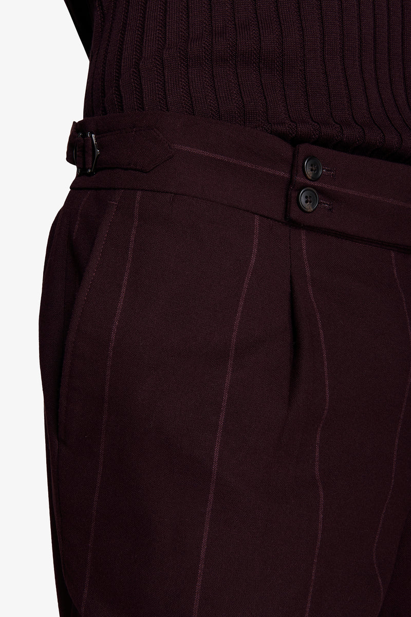 Pantaloni gessati bordeaux