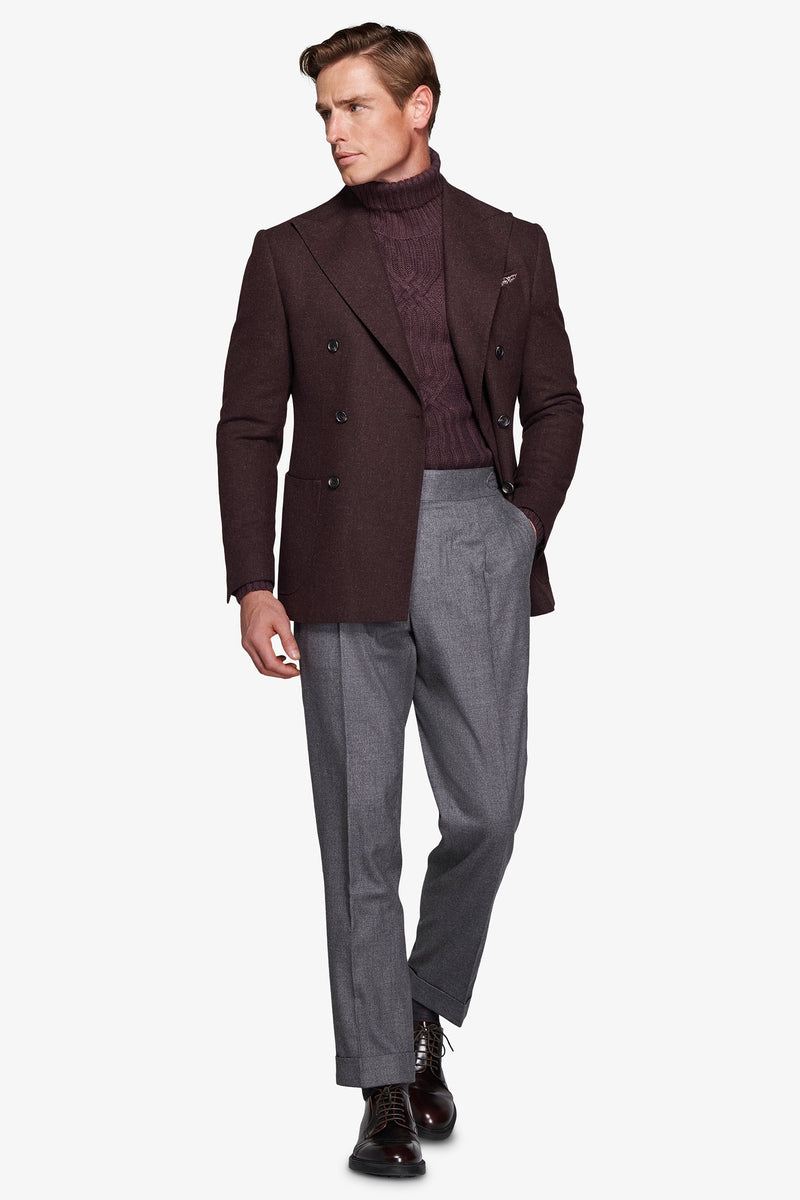 Giacca doppiopetto effetto flanella bordeaux