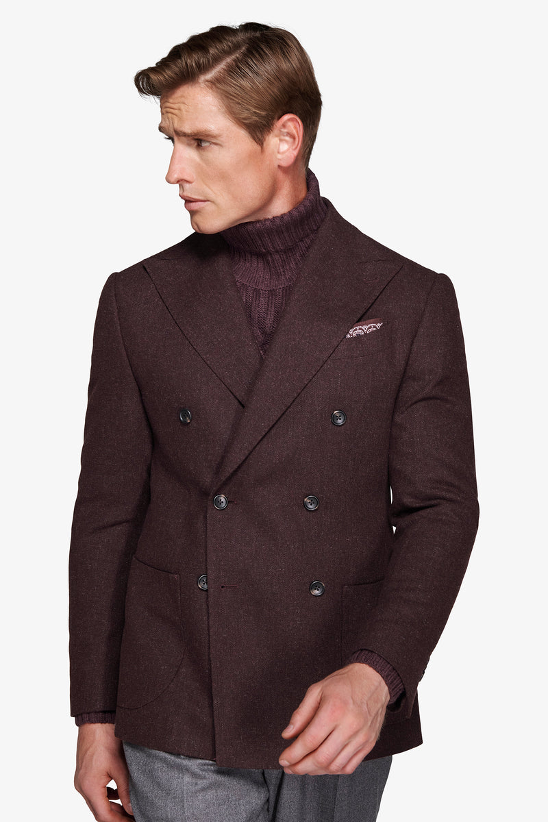Giacca doppiopetto effetto flanella bordeaux