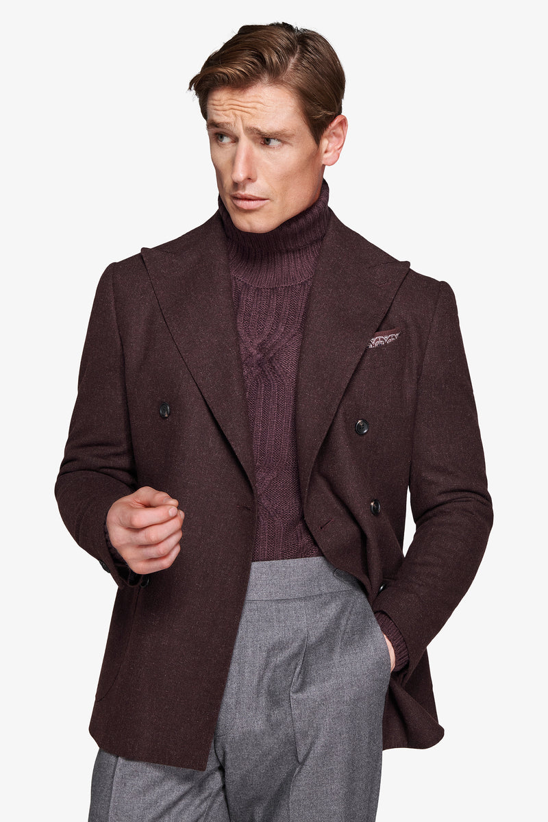 Giacca doppiopetto effetto flanella bordeaux