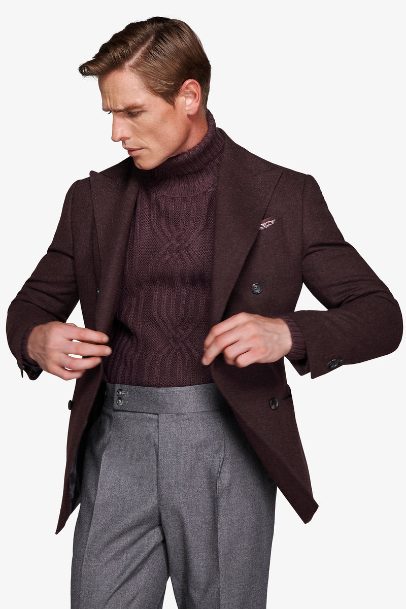 Giacca doppiopetto effetto flanella bordeaux