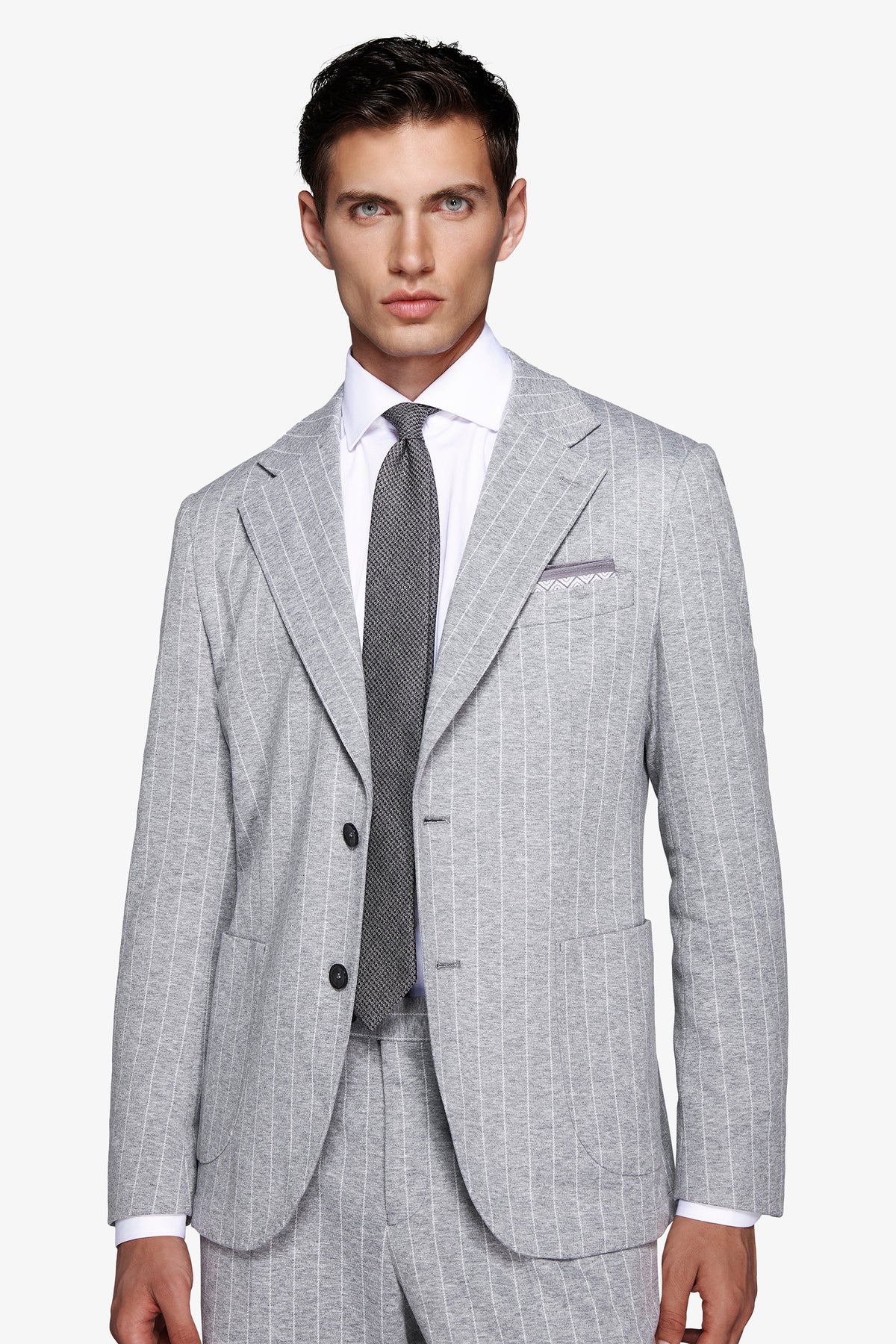 Giacca gessata grigio chiaro