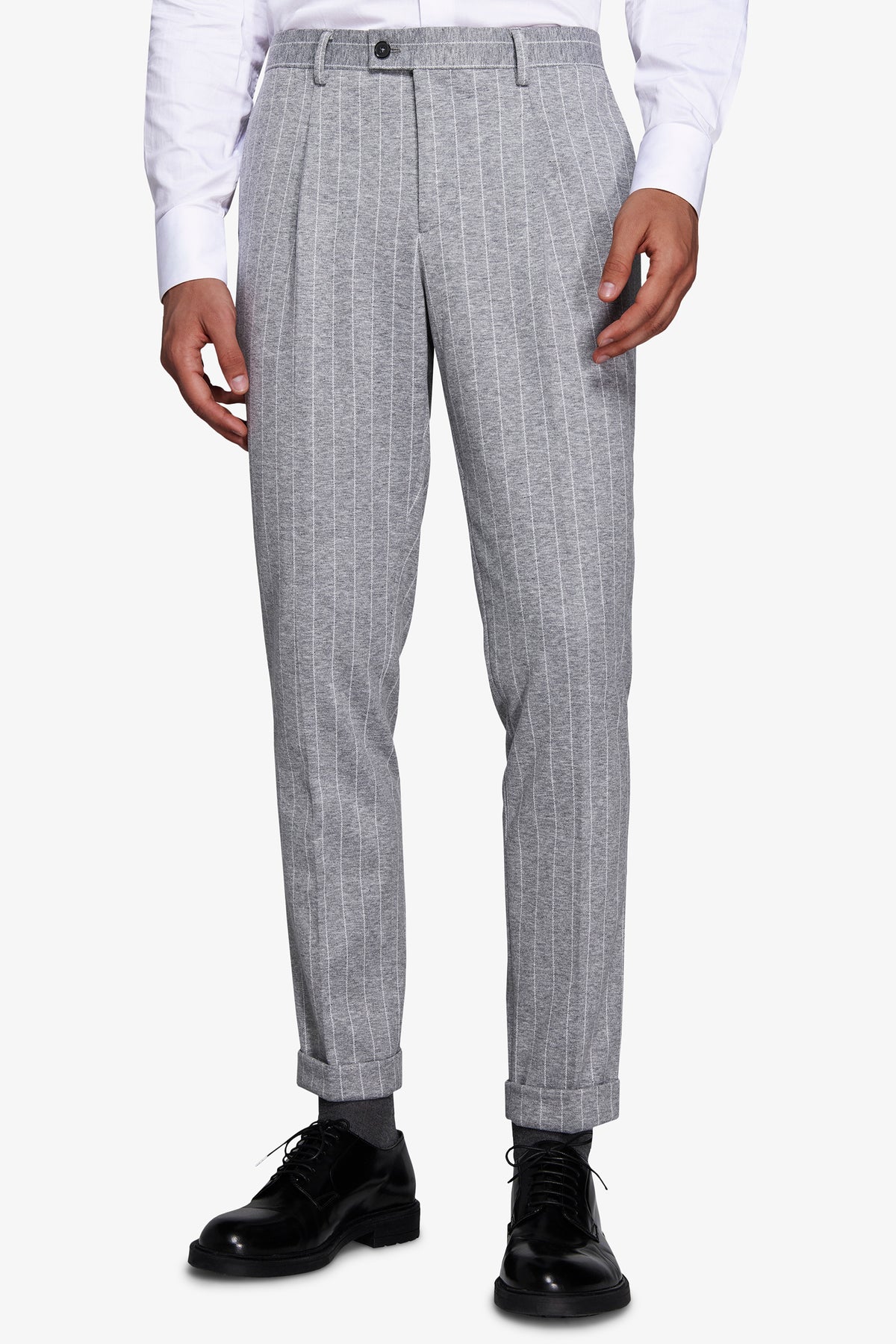 Pantaloni gessati grigio chiaro