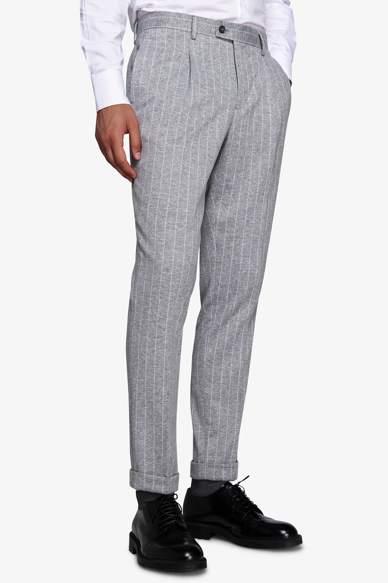 Pantaloni gessati grigio chiaro