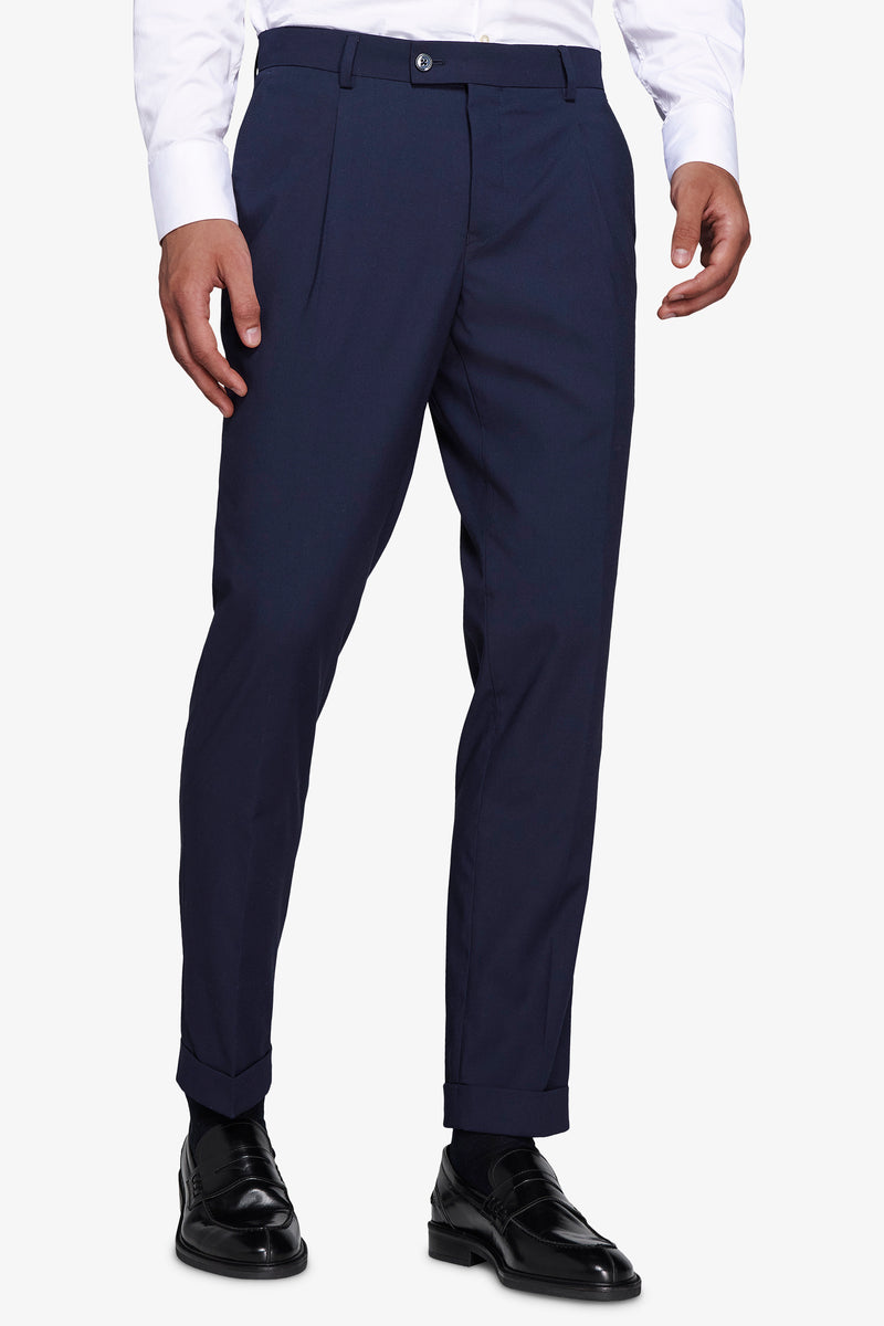 Pantaloni classici con pinces blu