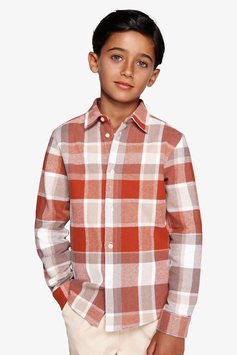 Chemise à carreaux orange Kids