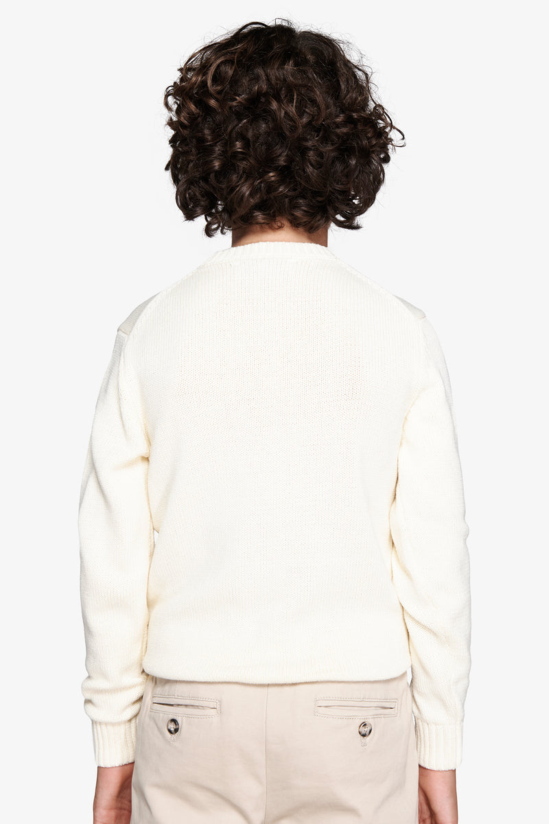 Maglia girocollo jacquard panna Kids