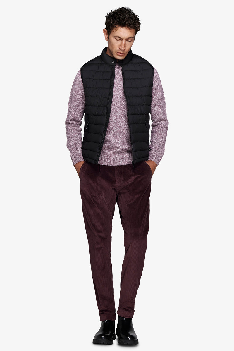 Gilet full zip trapuntato nero