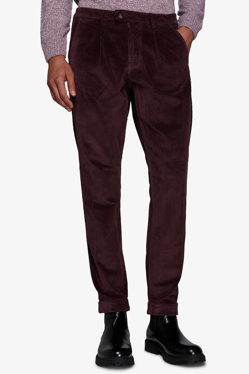 Pantaloni velluto millerighe bordeaux