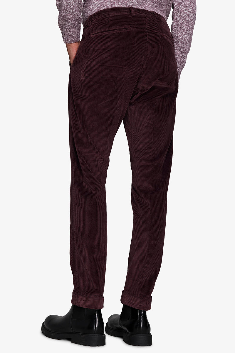 Pantaloni velluto millerighe bordeaux