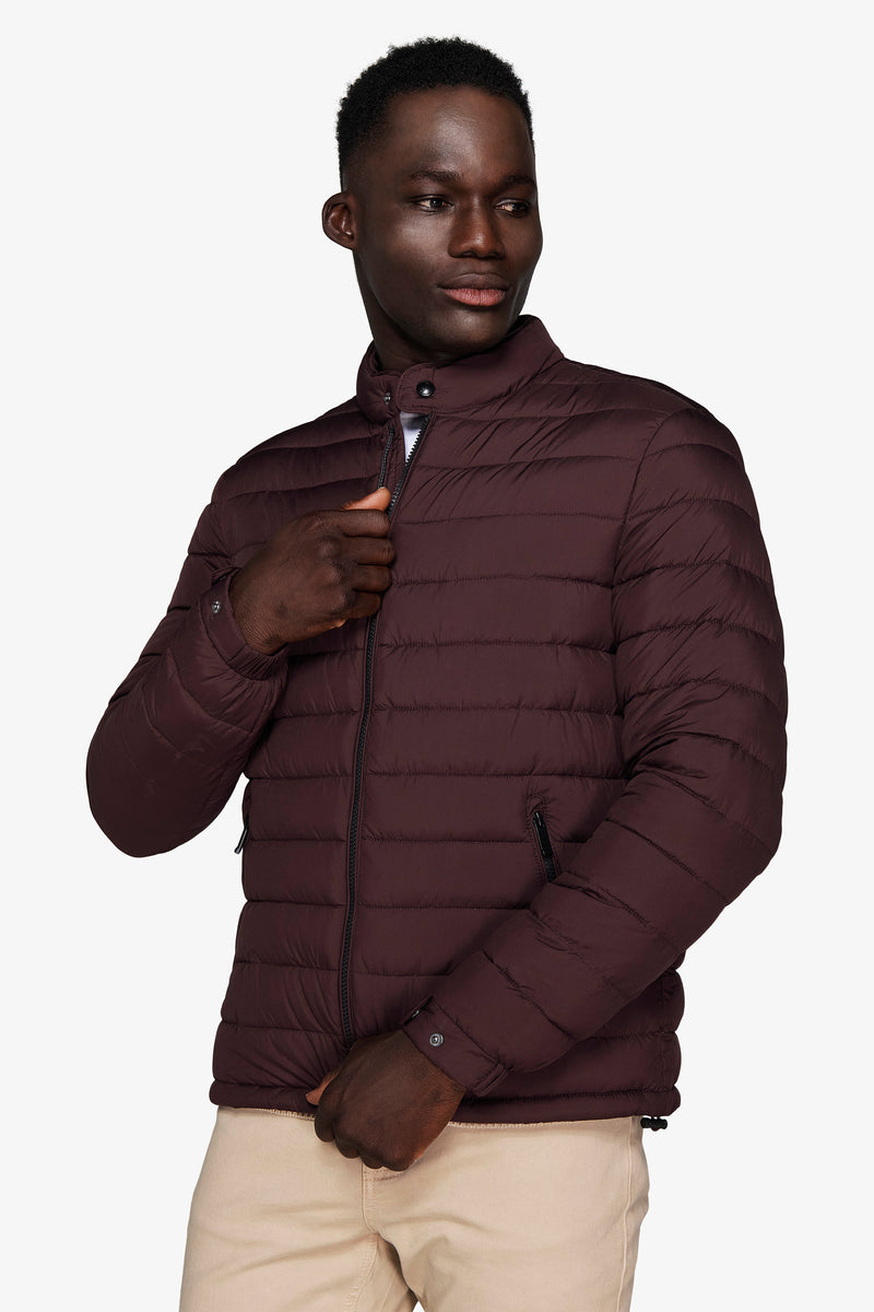 Piumino full zip trapuntato bordeaux