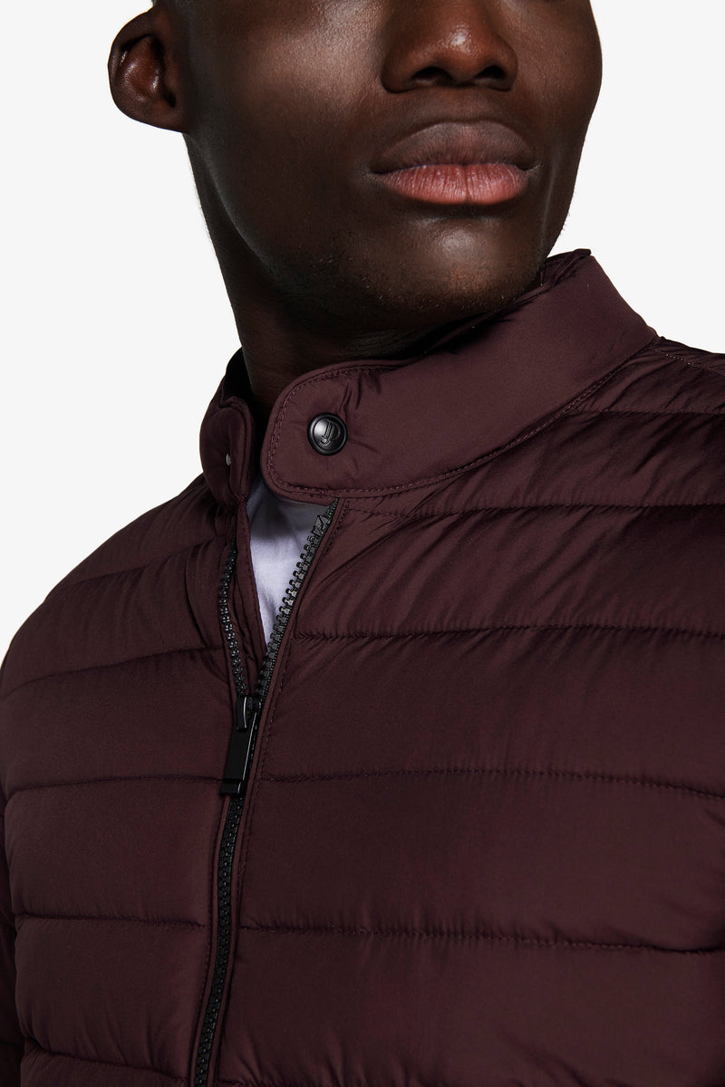 Piumino full zip trapuntato bordeaux