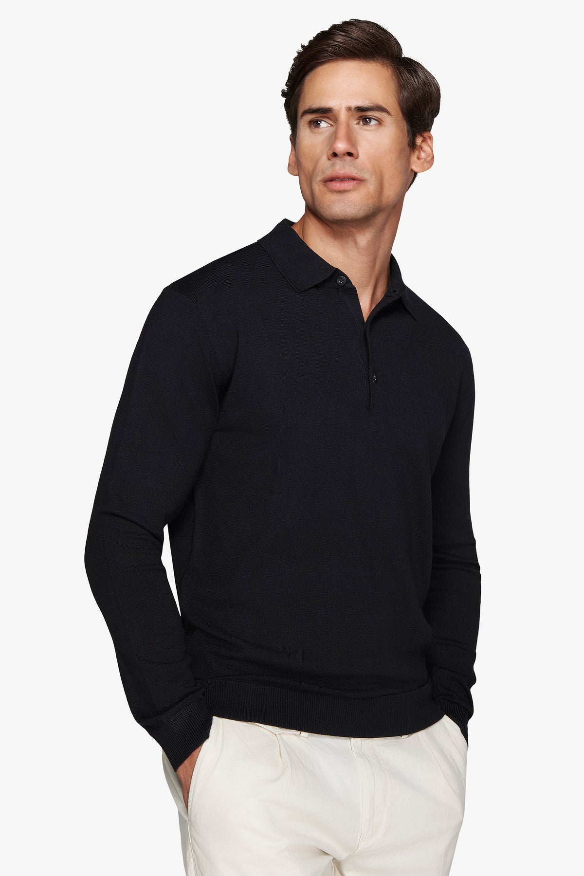 Polo in maglia con bottoni nero