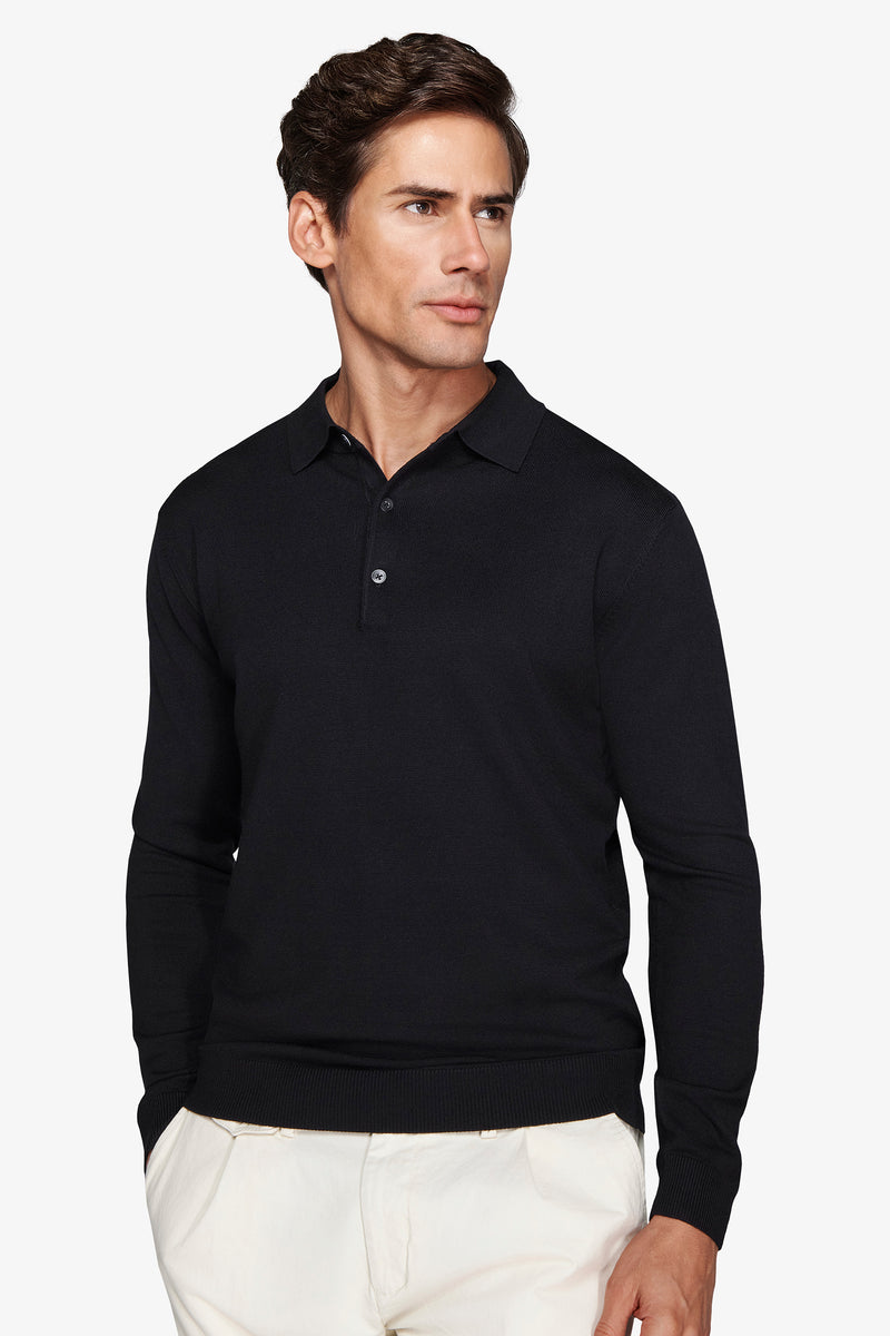 Polo in maglia con bottoni nero