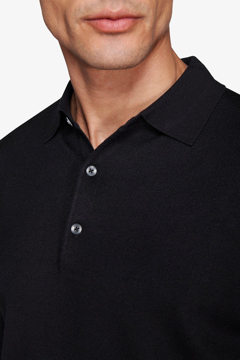 Polo in maglia con bottoni nero