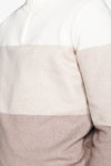 Pull demi-zip color block crème